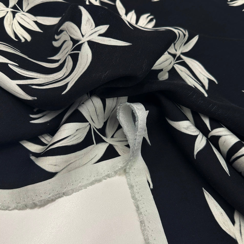 Imperfetto - Tissu Toile Lin, Rayonne - Floral Tropical, Foglia