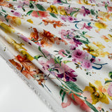 Tissu Satin, Coton Viscose Stretch - Floral, Orchidea