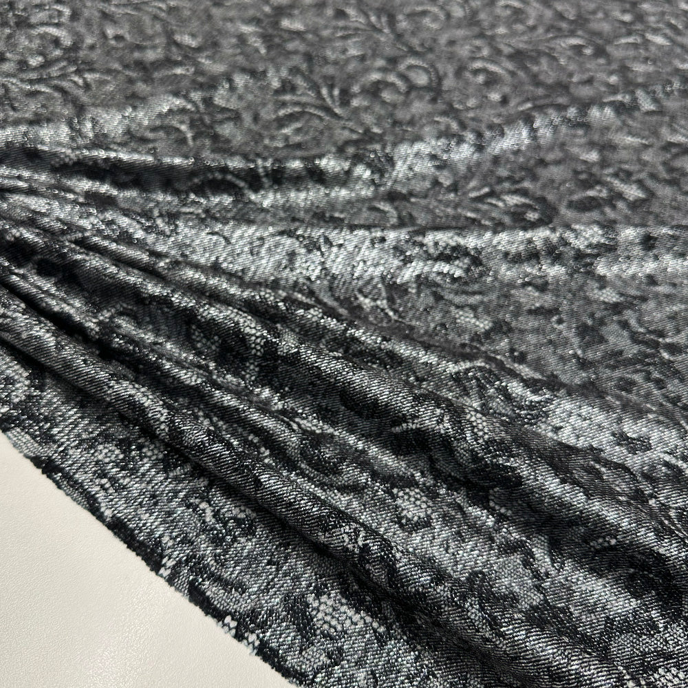 Tissu Plissé - Motif Dentelle Floral Métallisé, Divaia