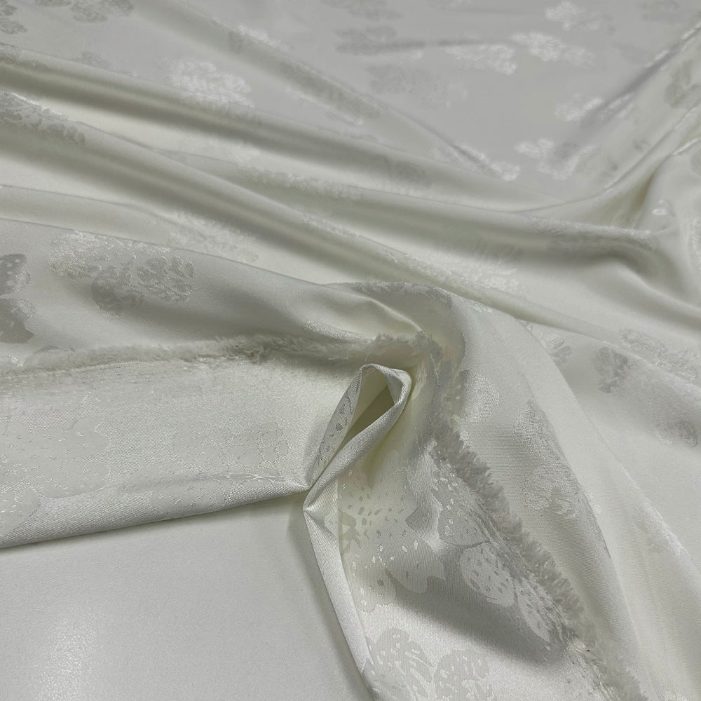 Tissu Jacquard Léger Stretch - Blanc naturel, Glamora