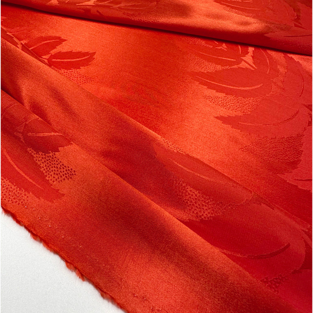 Imperfetto - Tissu Jacquard Souple, Viscose - Floral Feuilles, Fiammata