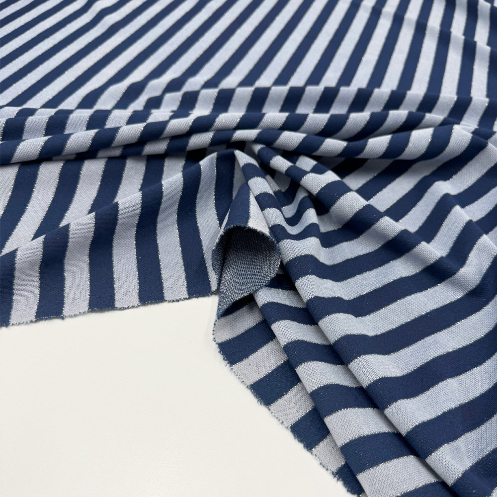 Tissu Maille Jersey, Coton - Métallisé Rayé, Labir