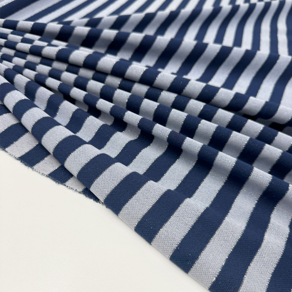 Tissu Maille Jersey, Coton - Métallisé Rayé, Labir