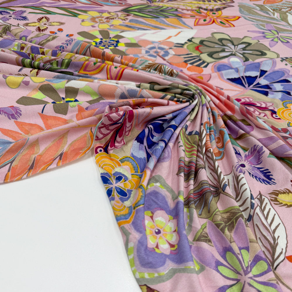 Tissu Maille Jersey Viscose - Floral, Begonia