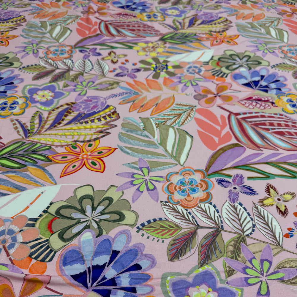 Tissu Maille Jersey Viscose - Floral, Begonia