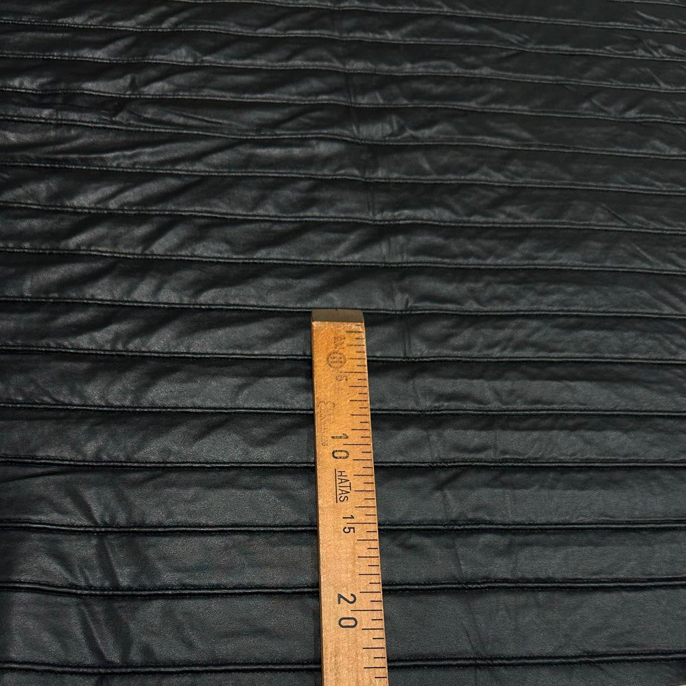 Tissu Matelassé Simili Cuir, Laine - Noir, Ravello
