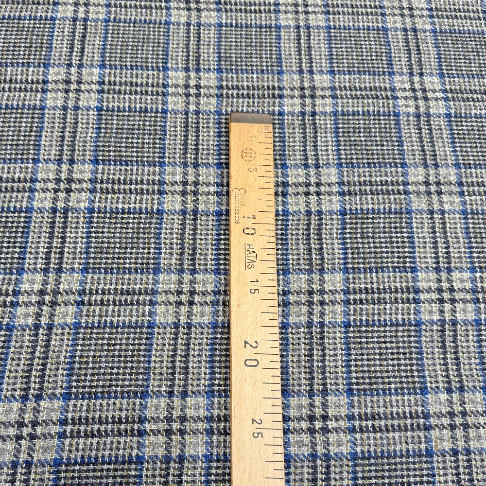 Tissu Tailleur Laine - Prince de Galles Gris Bleu, Moreno