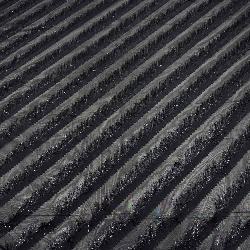 Tissu Lancé-Découpé - Frange Noir Métallisé, Elettra