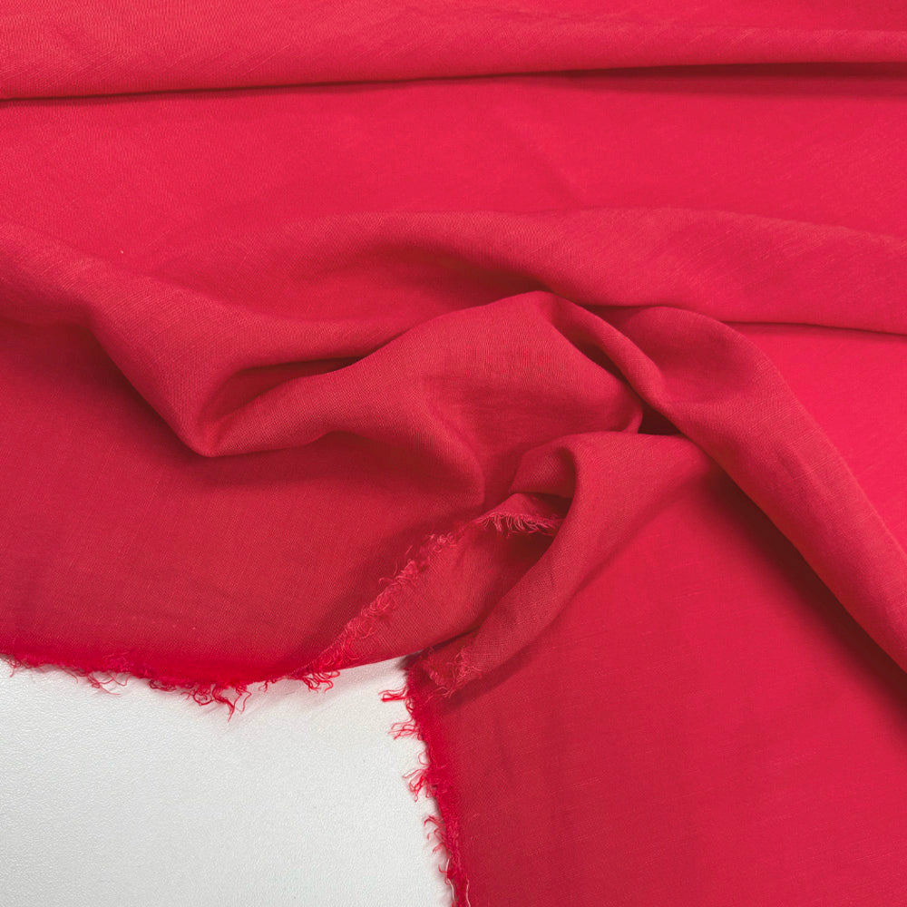 Tissu Lin Viscose - Rouge, Linpop