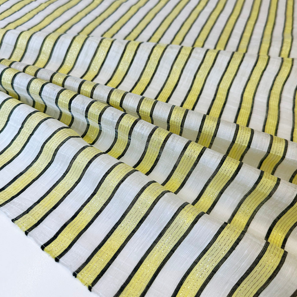 Tissu Organdi Lin, Polyester - Métallisé Rayé, Soleo