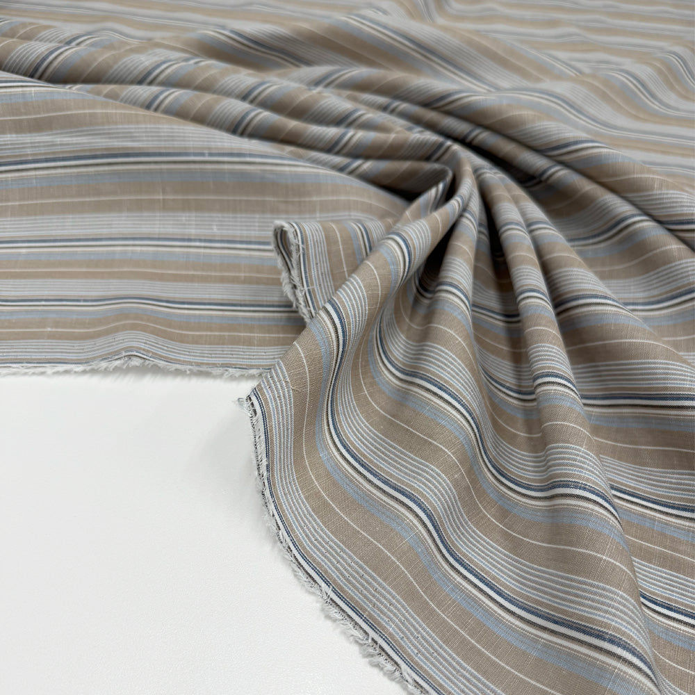 Tissu Chambray, Lin Viscose - Rayé, Limpo