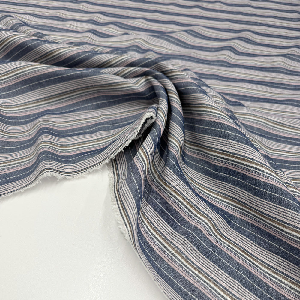 Tissu Chambray, Lin Viscose - Rayé, Limpo