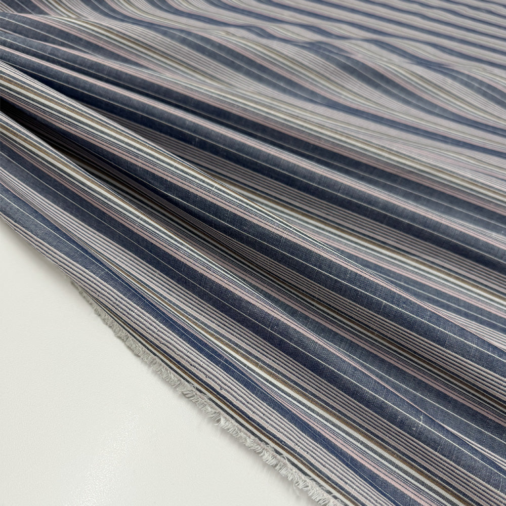 Tissu Chambray, Lin Viscose - Rayé, Limpo