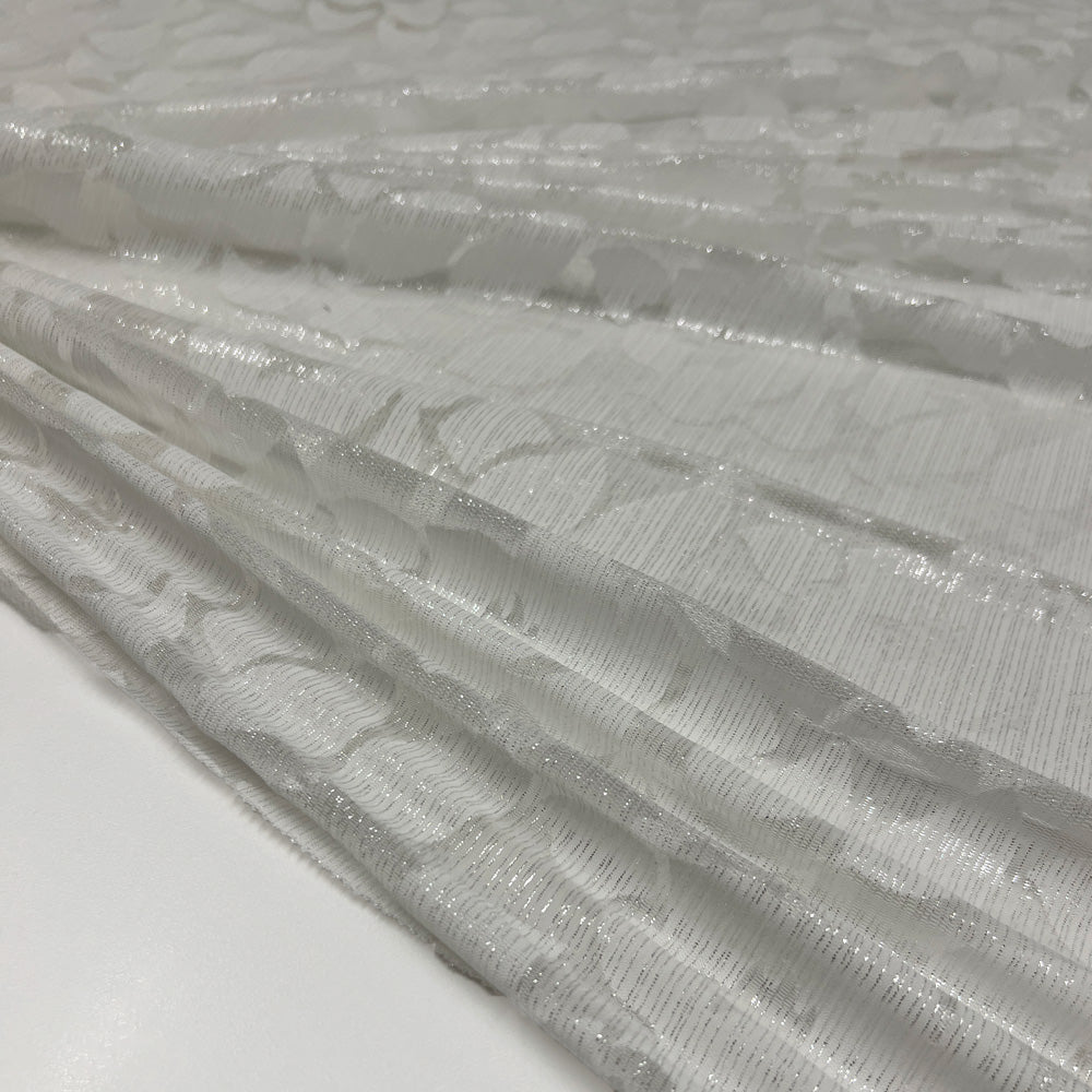 Tissu Tulle Extensible, Dévoré - Argenté, Cigno