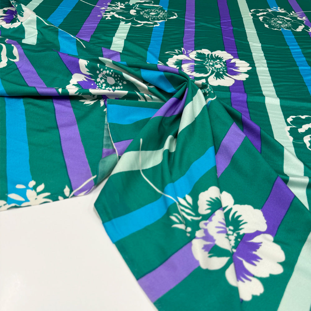 Tissu Jersey, Lycra Maillot - Rayé Floral, Calella