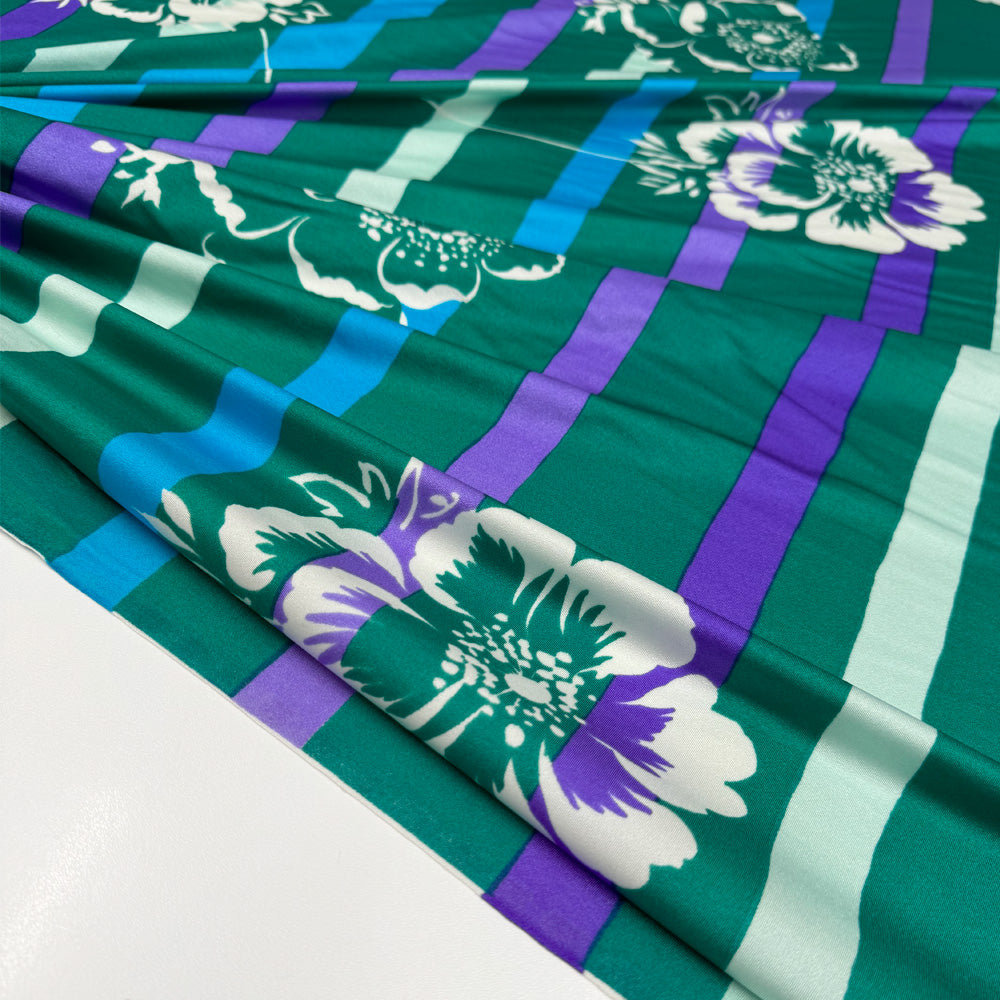 Tissu Jersey, Lycra Maillot - Rayé Floral, Calella