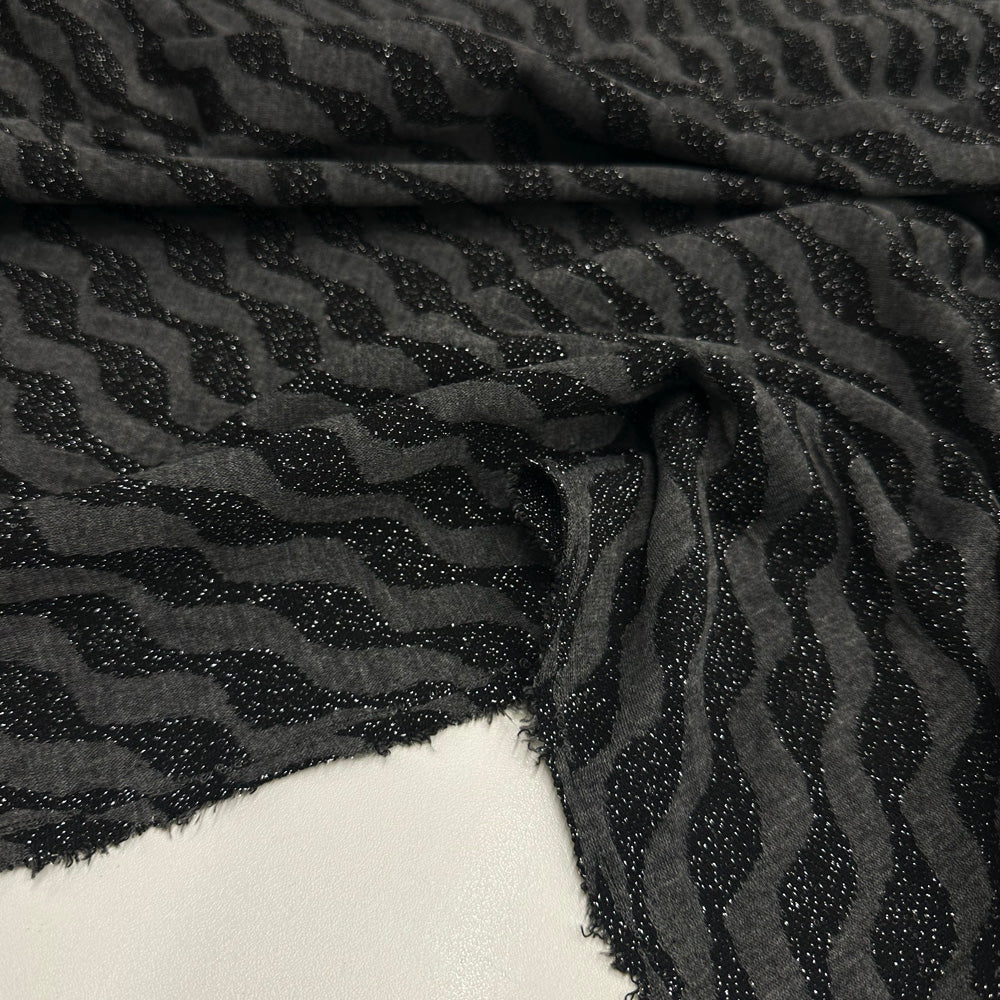 Tissu Maille Stretch Laine - Géométrique Métallisé, Sirelia