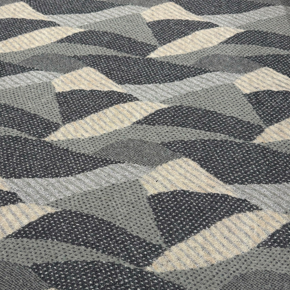 Tissu Maille Jacquard, Laine - Argent Métallisé, Brillia