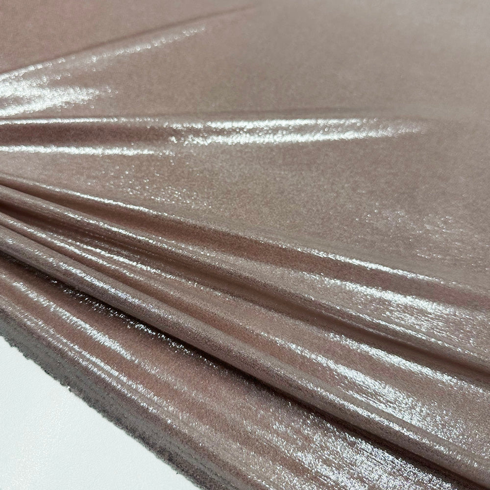 Tissu Maille Jersey - Enduit Métallisé Rose Pâle, Maretta