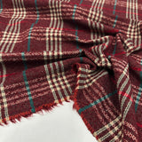 Tissu Tweed, Laine Coton - Carreaux Rouge Ancien, Stradella