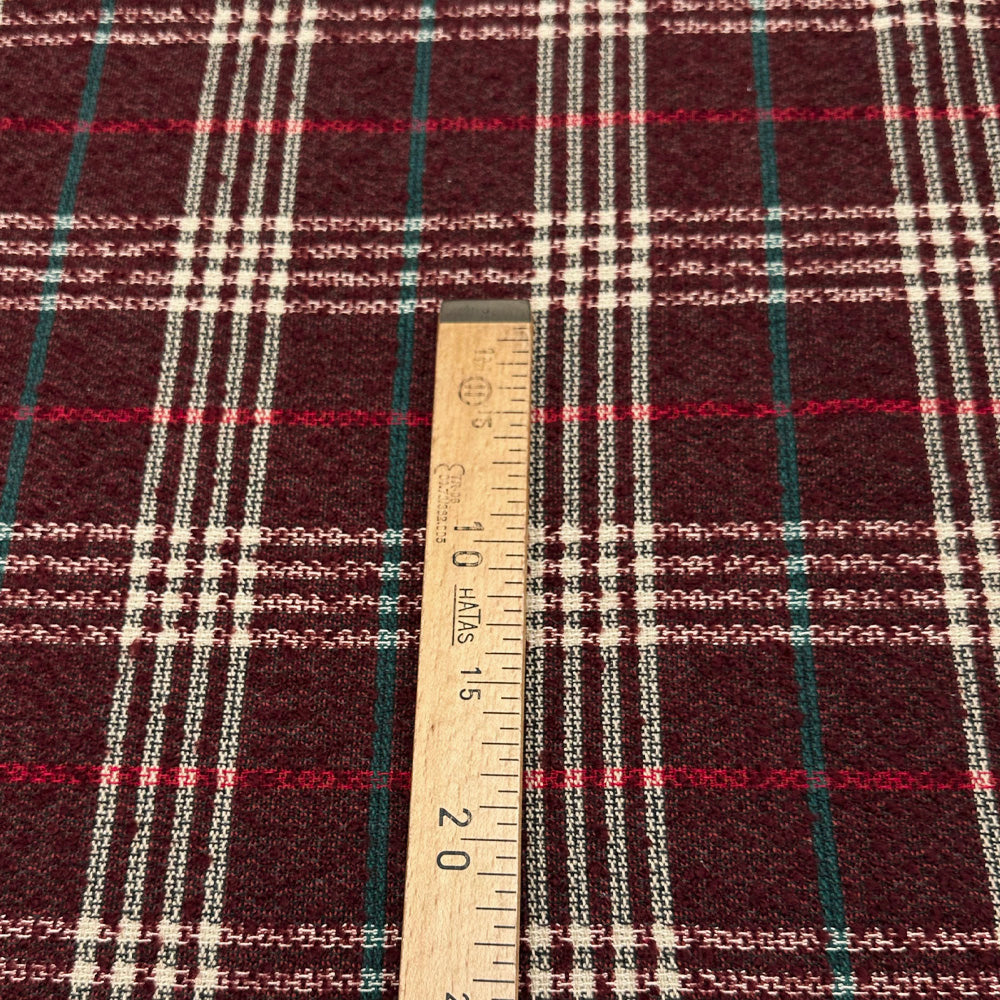 Tissu Tweed, Laine Coton - Carreaux Rouge Ancien, Stradella