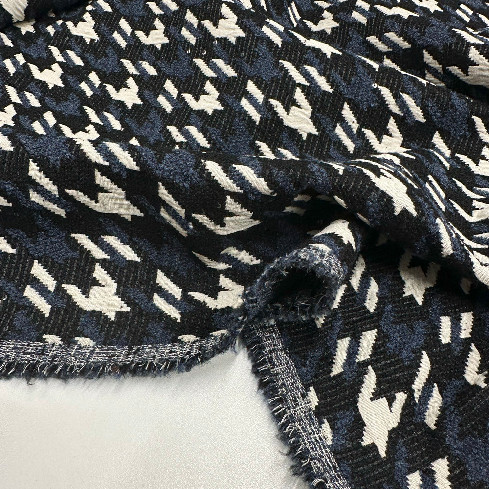 Tissu Manteau, Laine Paillettes - Pied de coq, Brando