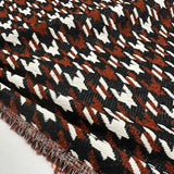 Tissu Manteau, Laine Paillettes - Terre Cuite Pied de coq, Brando