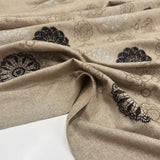 Tissu Manteau Drap Brodé, Laine - Beige, Brento