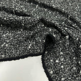 Tissu Manteau, Laine - Chevron Chiné Noir Blanc, Lamia