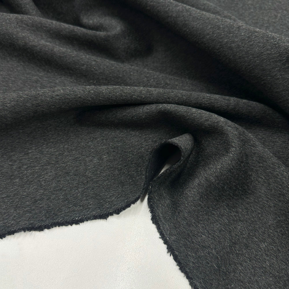 Tissu Manteau, Laine Pur Cachemire - Double Face Gris Noir, Sorano