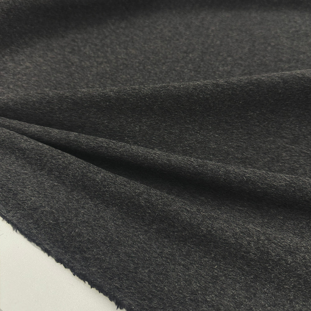 Tissu Manteau, Laine Pur Cachemire - Double Face Gris Noir, Sorano