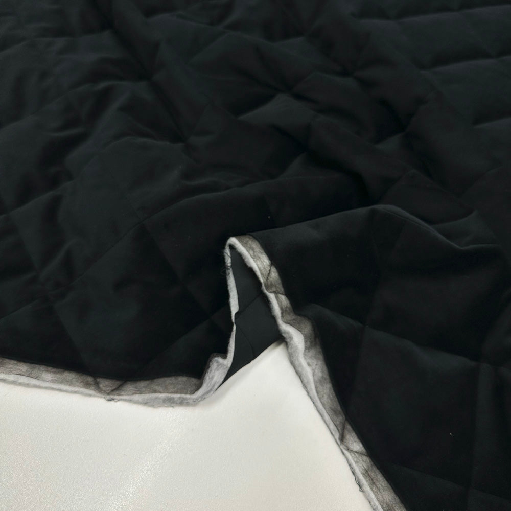 Tissu Matelassé Velours - Double Face Noir, Tessaro
