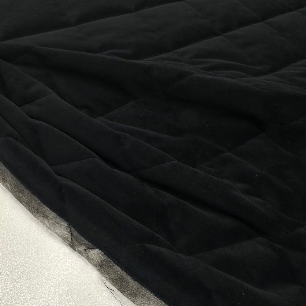 Tissu Matelassé Velours - Double Face Noir, Tessaro