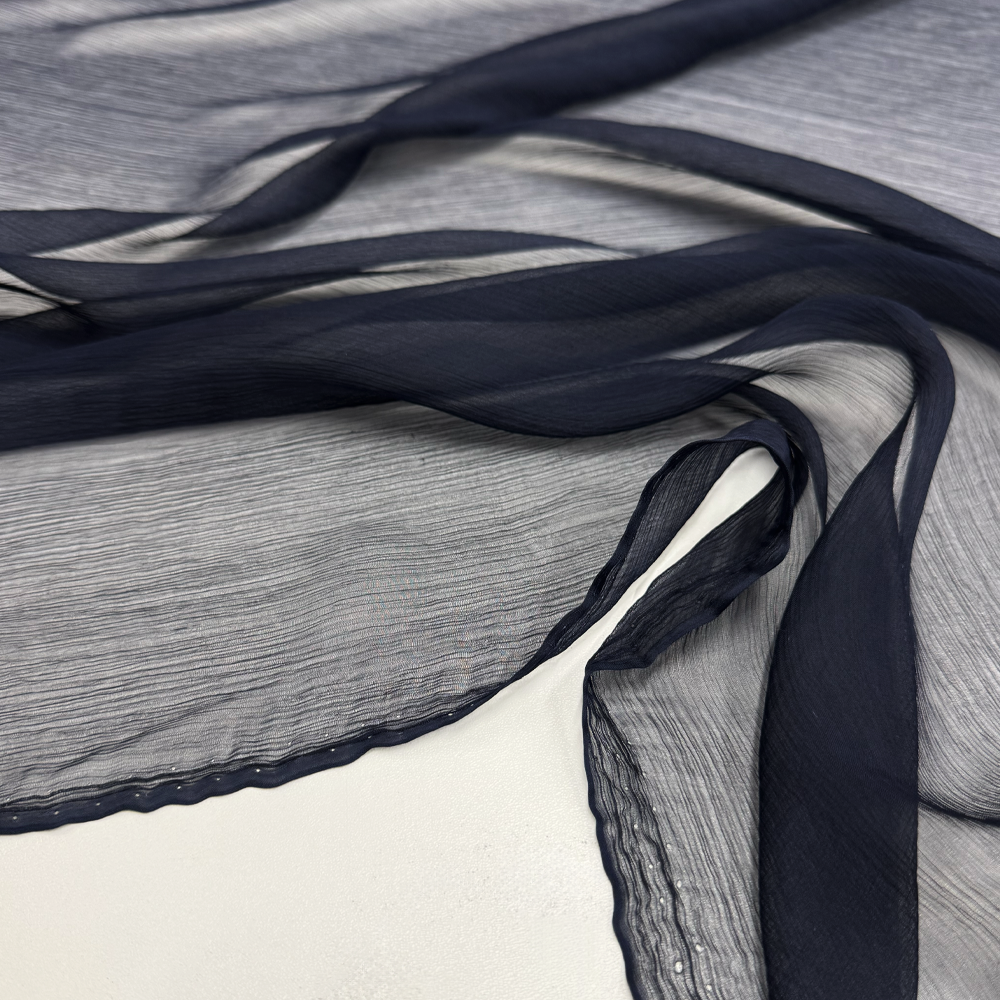 Tissu Mousseline Crinkle, Soie - Orangine