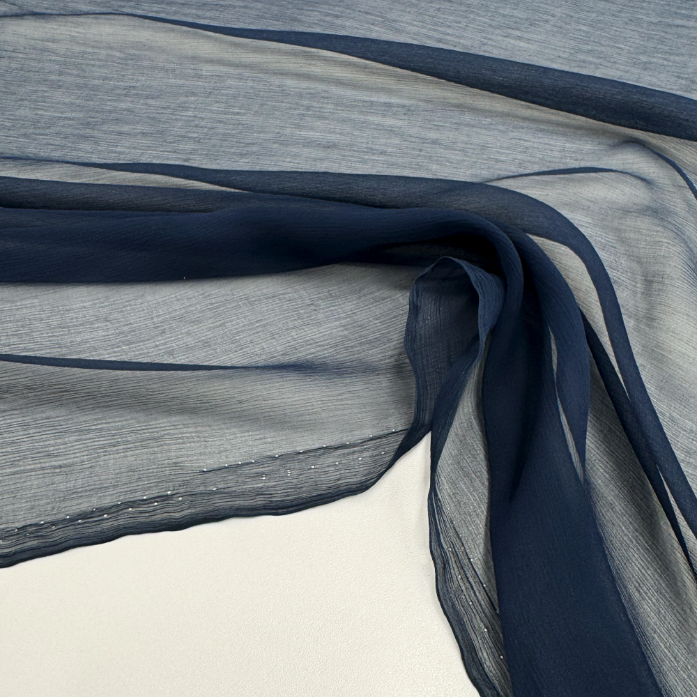 Tissu Mousseline Crinkle, Soie - Orangine