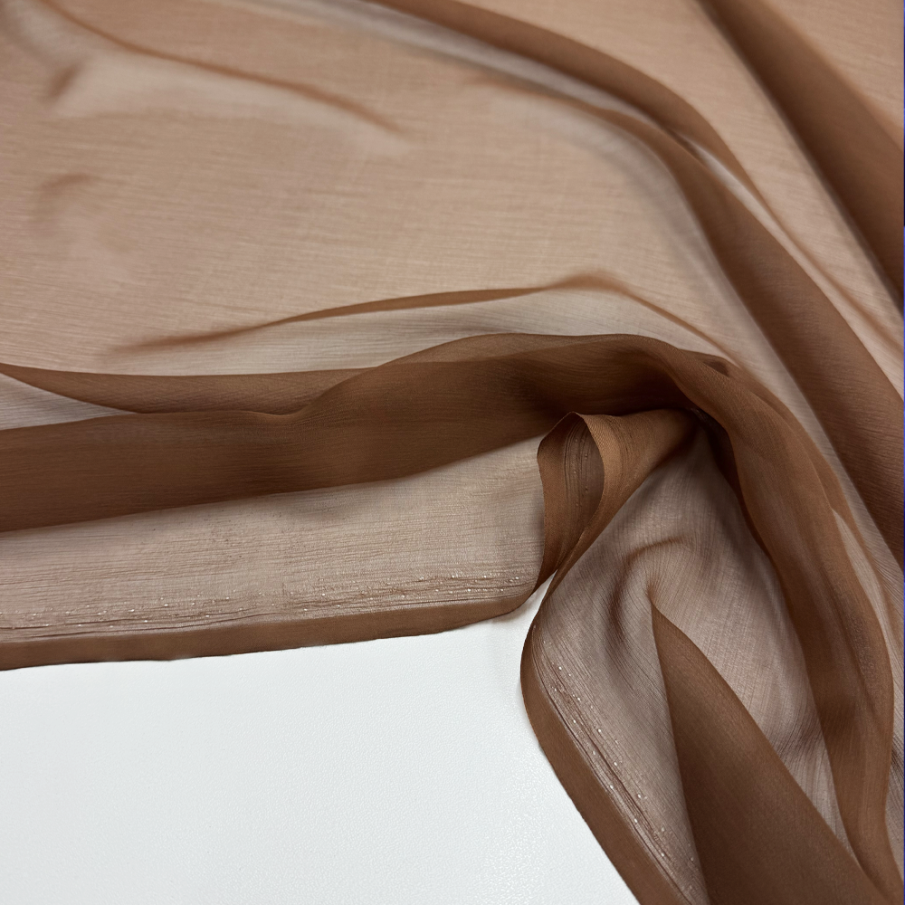 Tissu Mousseline Crinkle, Soie - Orangine