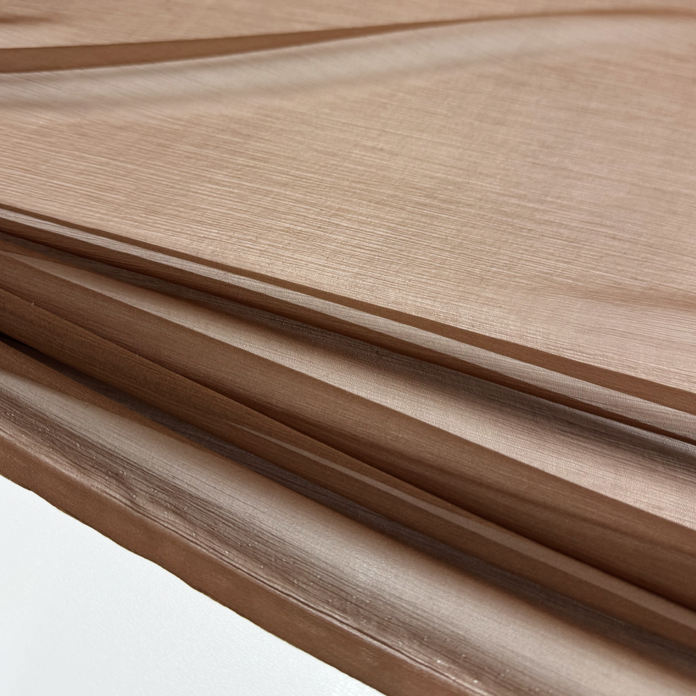 Tissu Mousseline Crinkle, Soie - Orangine