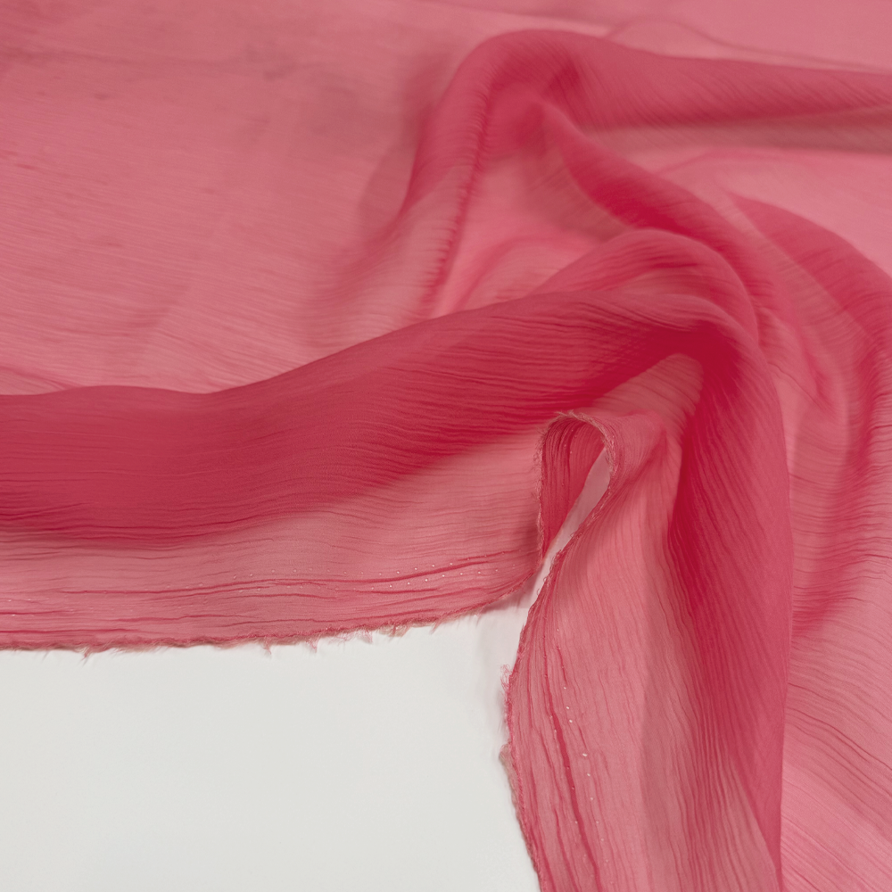 Tissu Mousseline Crinkle, Soie - Orangine