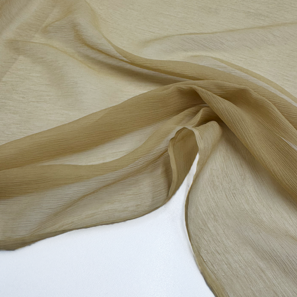 Tissu Mousseline Crinkle, Soie - Orangine