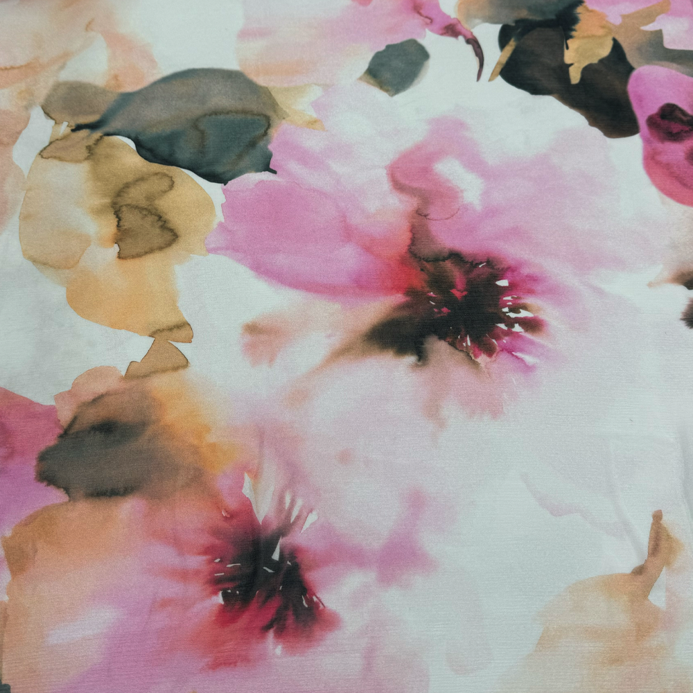 Tissu Mousseline Crinkle, Rayonne - Framboise