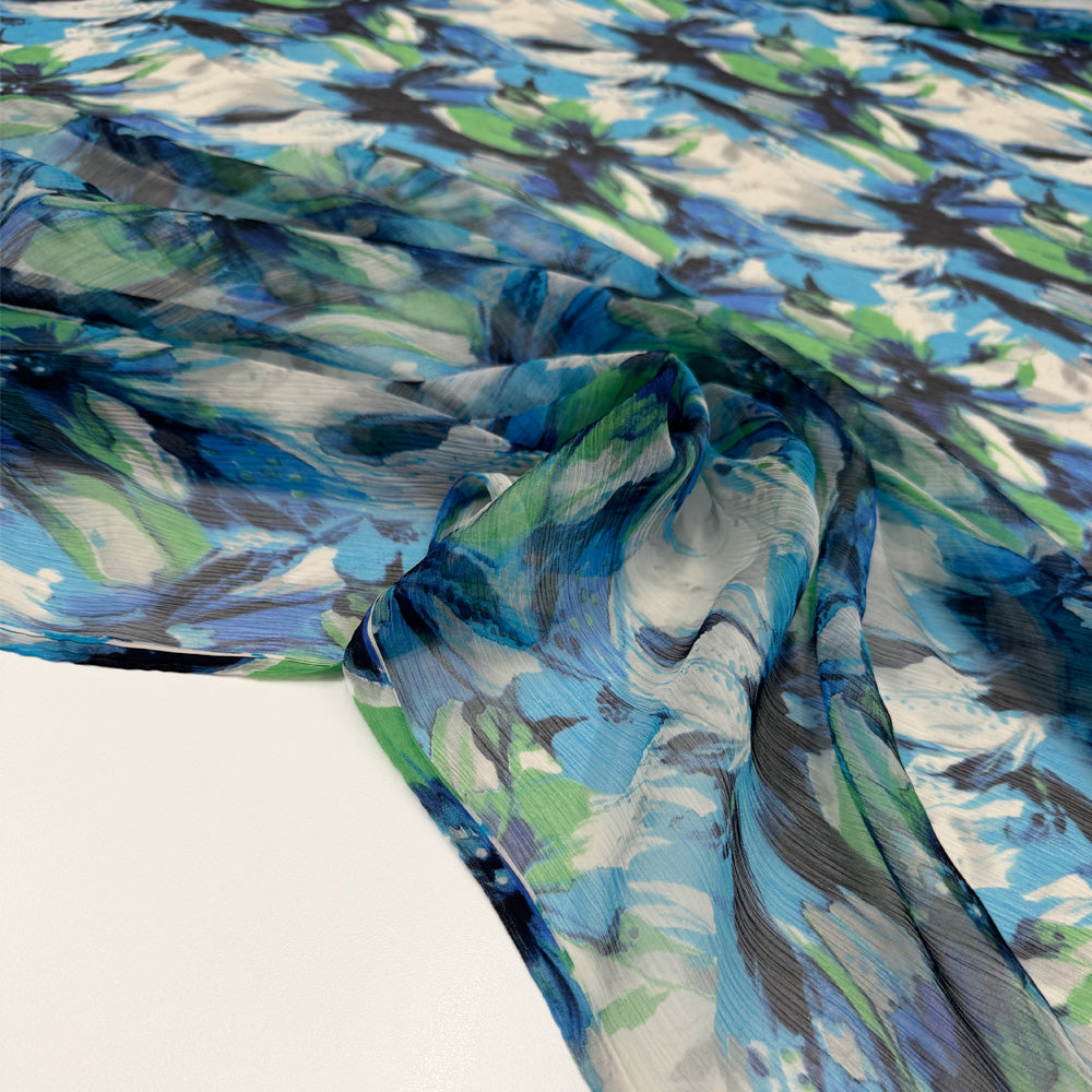 Tissu Mousseline Crinkle, Soie - Floral, Fiorentina