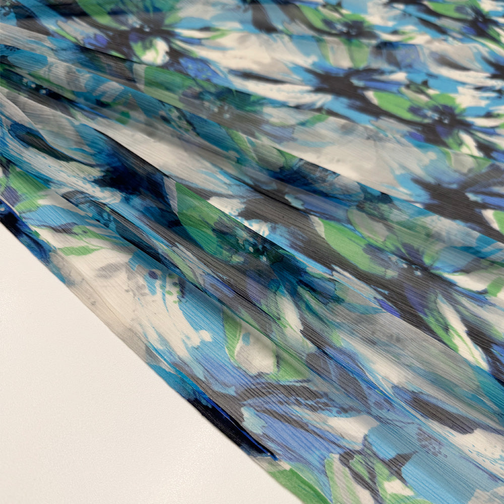 Tissu Mousseline Crinkle, Soie - Floral, Fiorentina