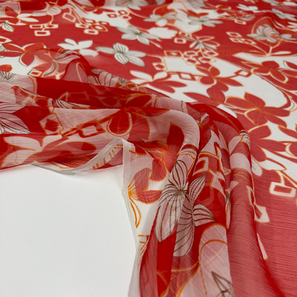 Tissu Mousseline Crinkle, Soie - Floral, Rosalinda