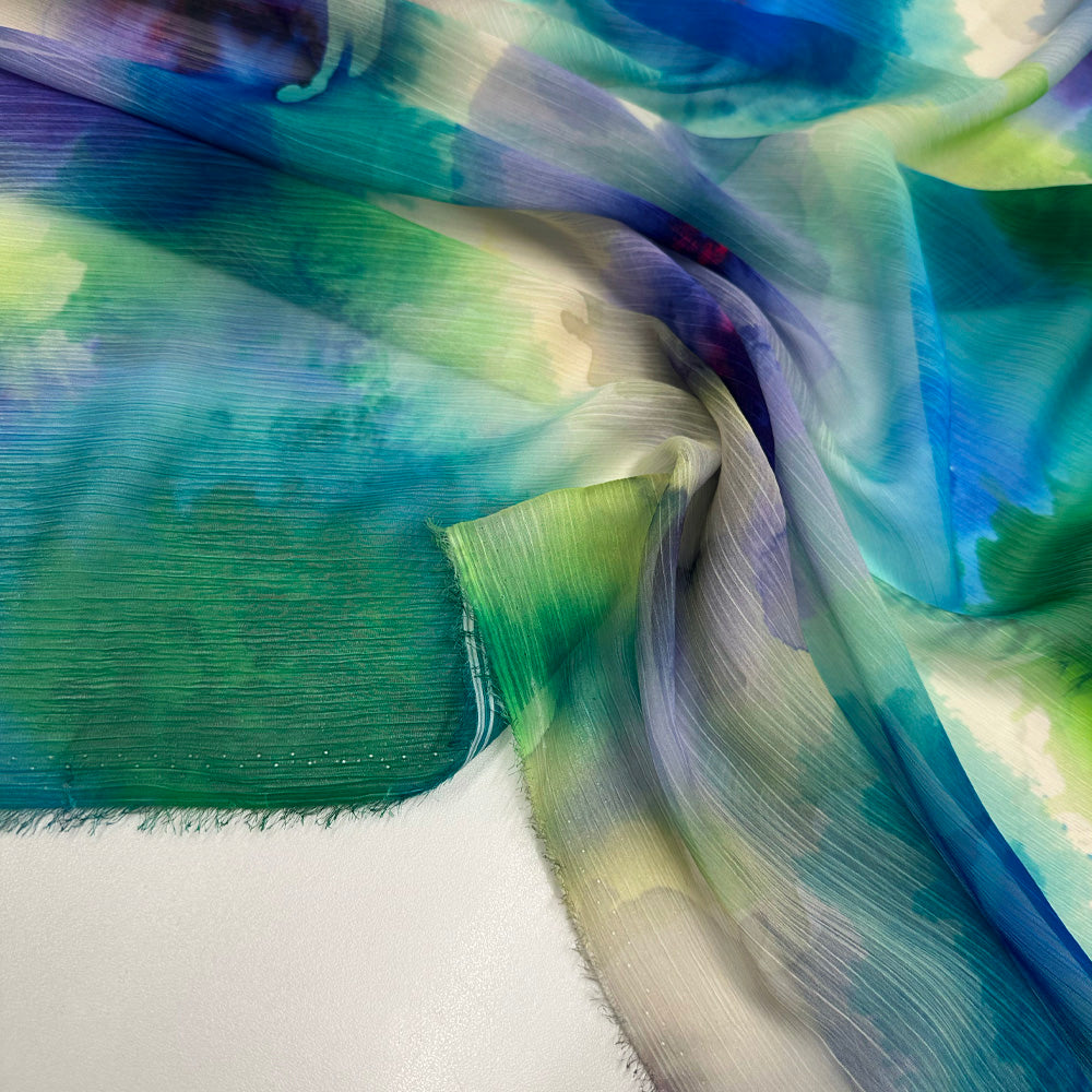 Tissu Mousseline Crinkle, Polyester - Abstrait, Colorissa