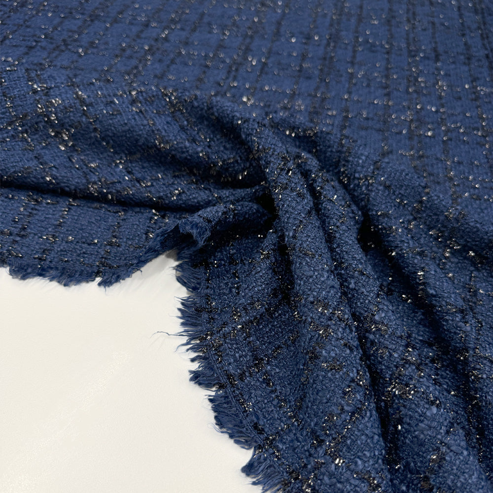 Tissu Tweed, Laine - Métallisé Bleu, Bellino
