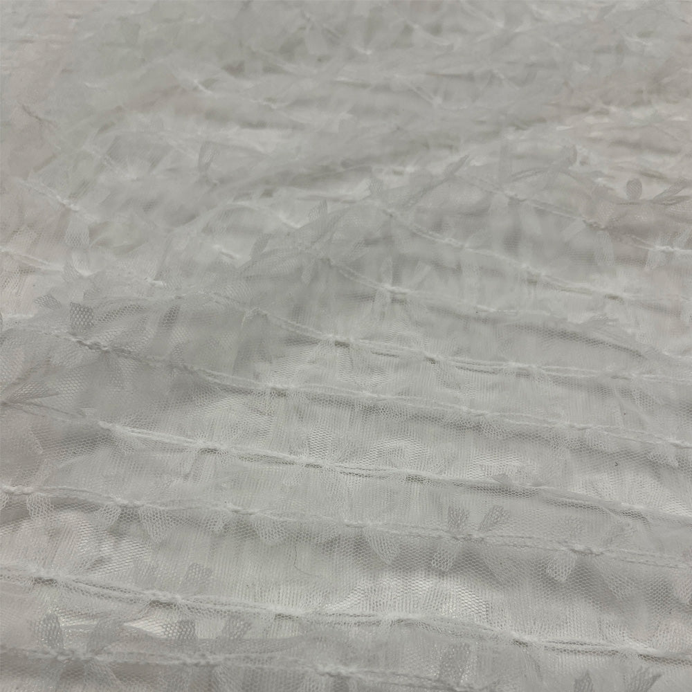 Tissu Tulle Brodé, Noeuds - Blanc, Nodi
