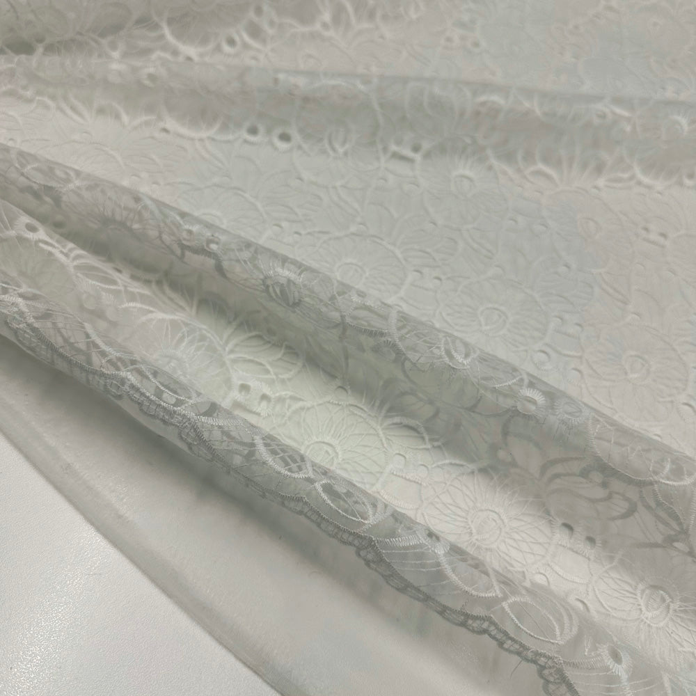 Tissu Organza Brodé, Polyester - Floral, Fiorita