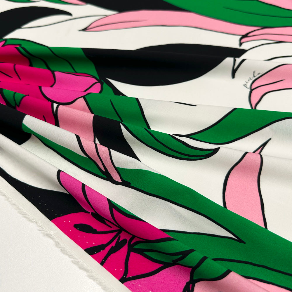 Tissu Popeline Stretch, Viscose - Floral, Rosaura