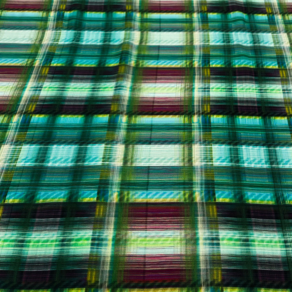 Imperfetto - Tissu Satin Rayonne - Carreaux, Verdino