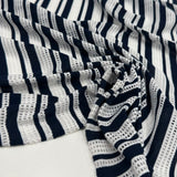 Tissu Maille Ajouré Jersey, Coton - Rayé, Brescia